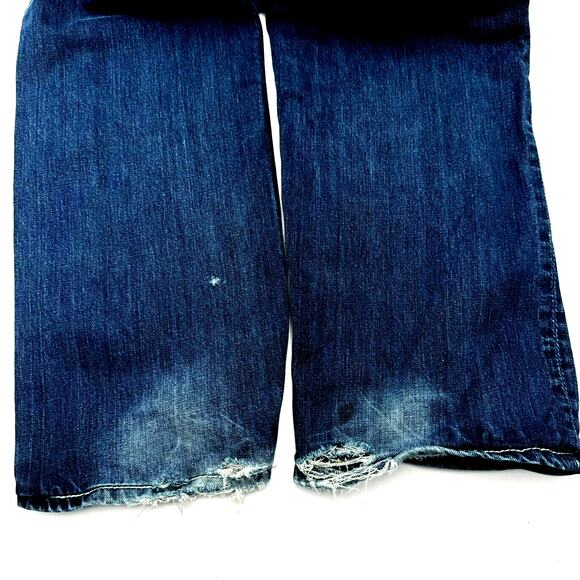 BKE DENIM Men's 33X28 Tyler Straight Blue Jeans Distressed Cowboy Buckle Short - Picture 3 of 11